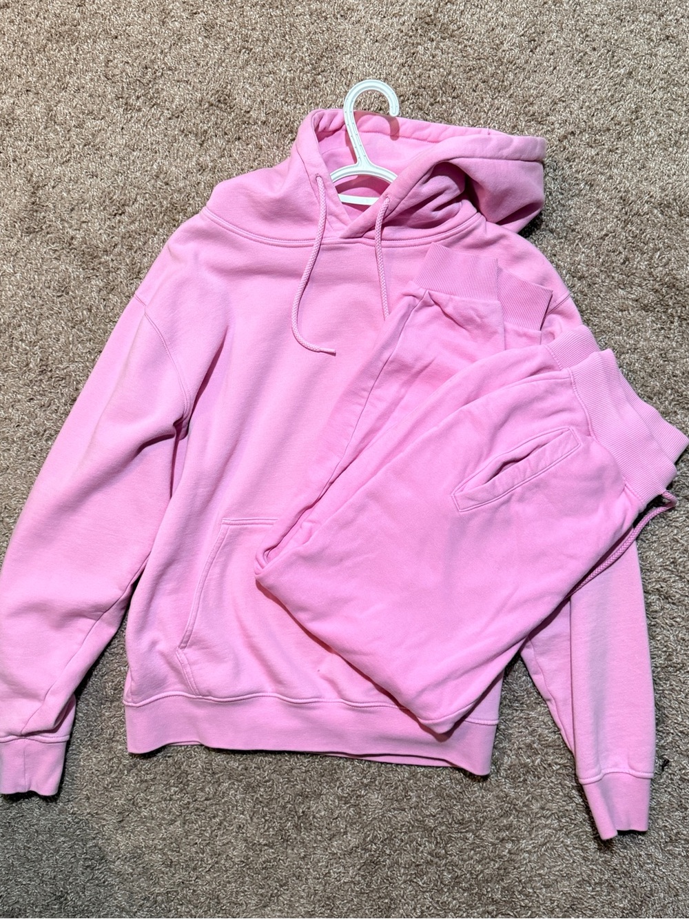 Fashion Nova Pink Hooded Sweatshirt and Joggers Set - Women Sweaters